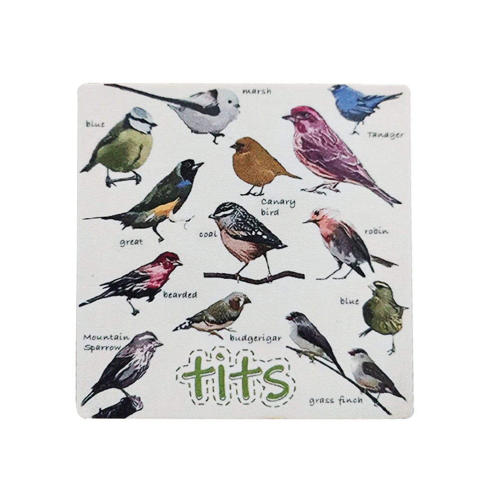 Set of 6 Square Funny Bird Pun Coasters