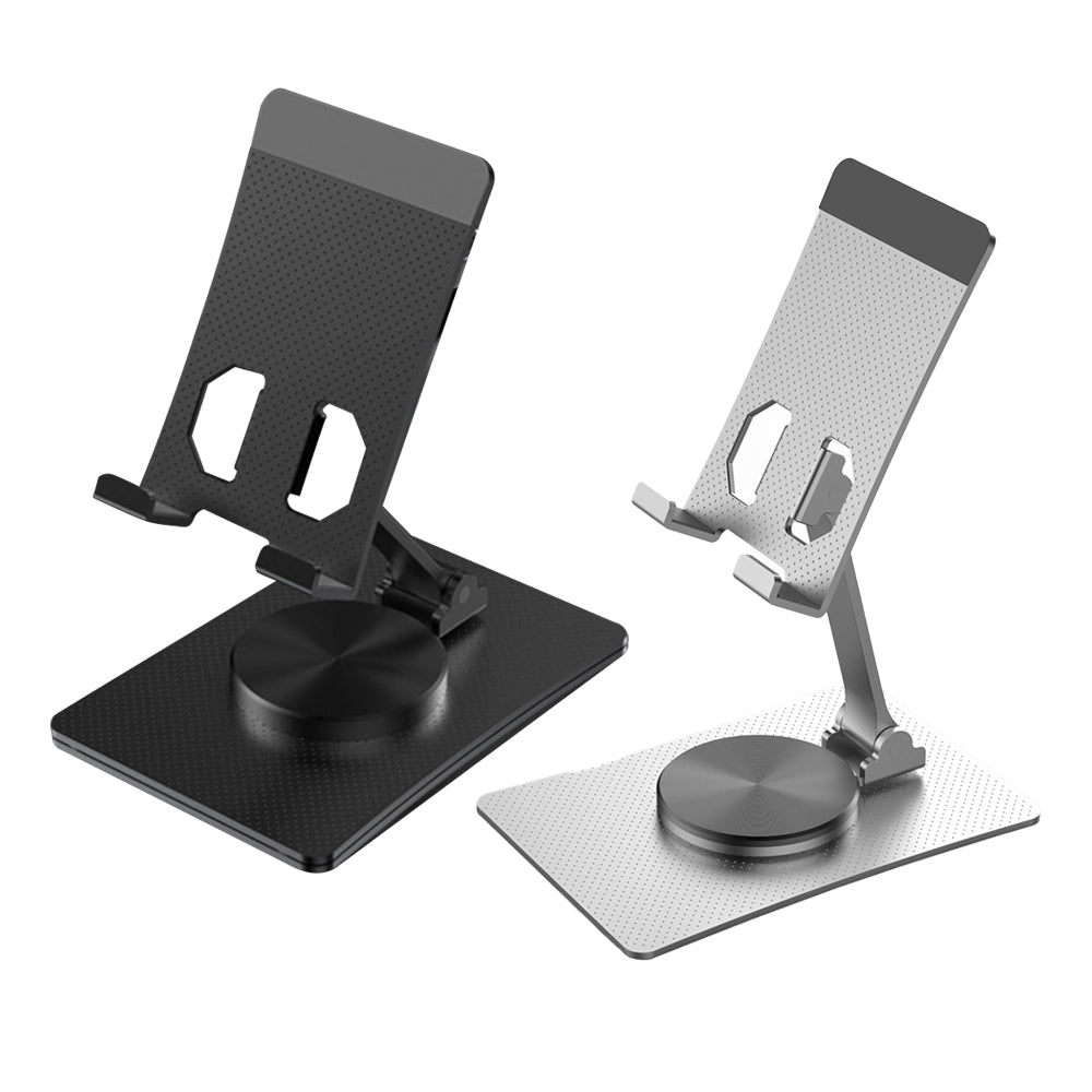 2Pcs Foldable Desktop Phone Holder Adjustable Table Cell Phone Stand Phone Accessories-Black and Silver