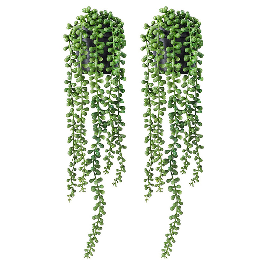 2Pcs 50CM Artificial Hanging Plants Fake Potted Hanging Plants