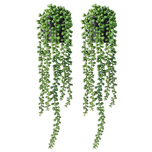 2Pcs 50CM Artificial Hanging Plants Fake Potted Hanging Plants