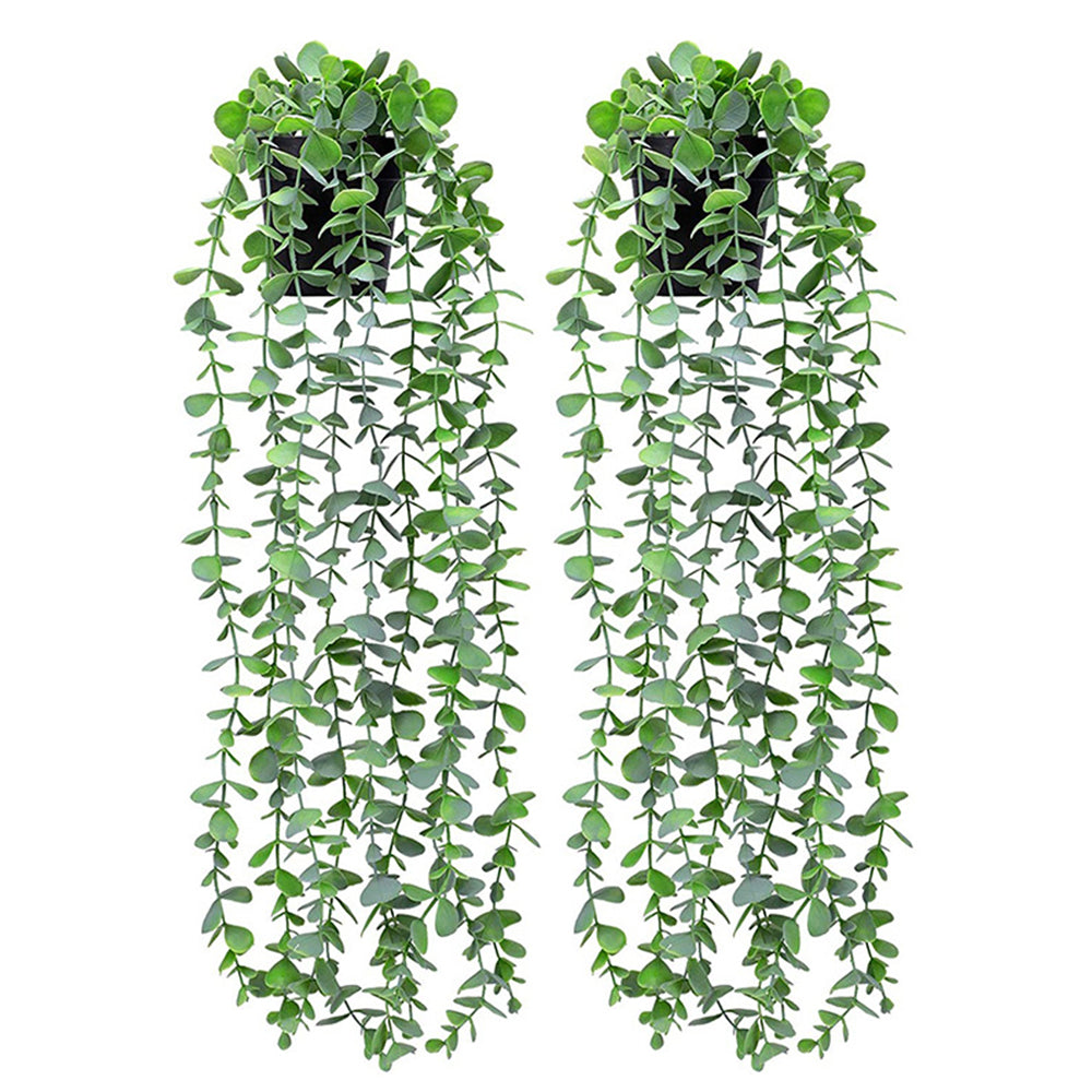 2Pcs 55CM Artificial Hanging Plants Fake Potted Hanging Plants