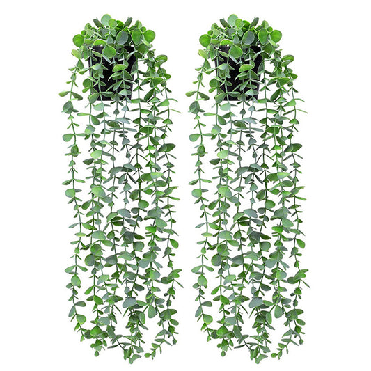 2Pcs 55CM Artificial Hanging Plants Fake Potted Hanging Plants