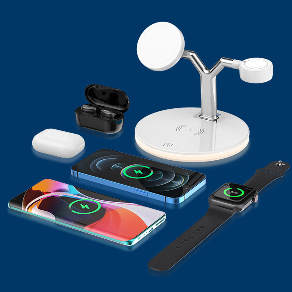 2Pcs 3-in-1 USB Wireless Charging Stand-Black and White