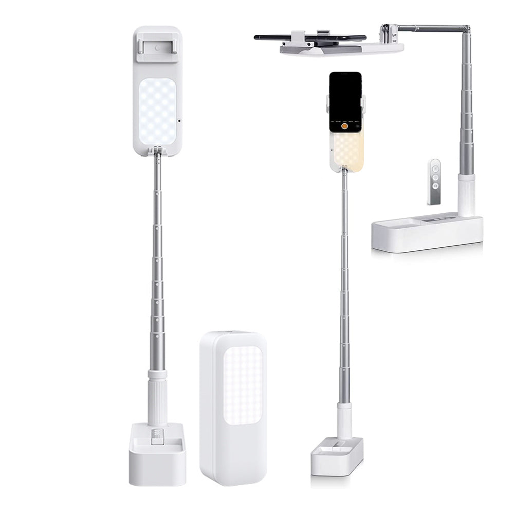 Portable Phone Holder Stand Wireless Dimmable LED Selfie Fill Light Lamp