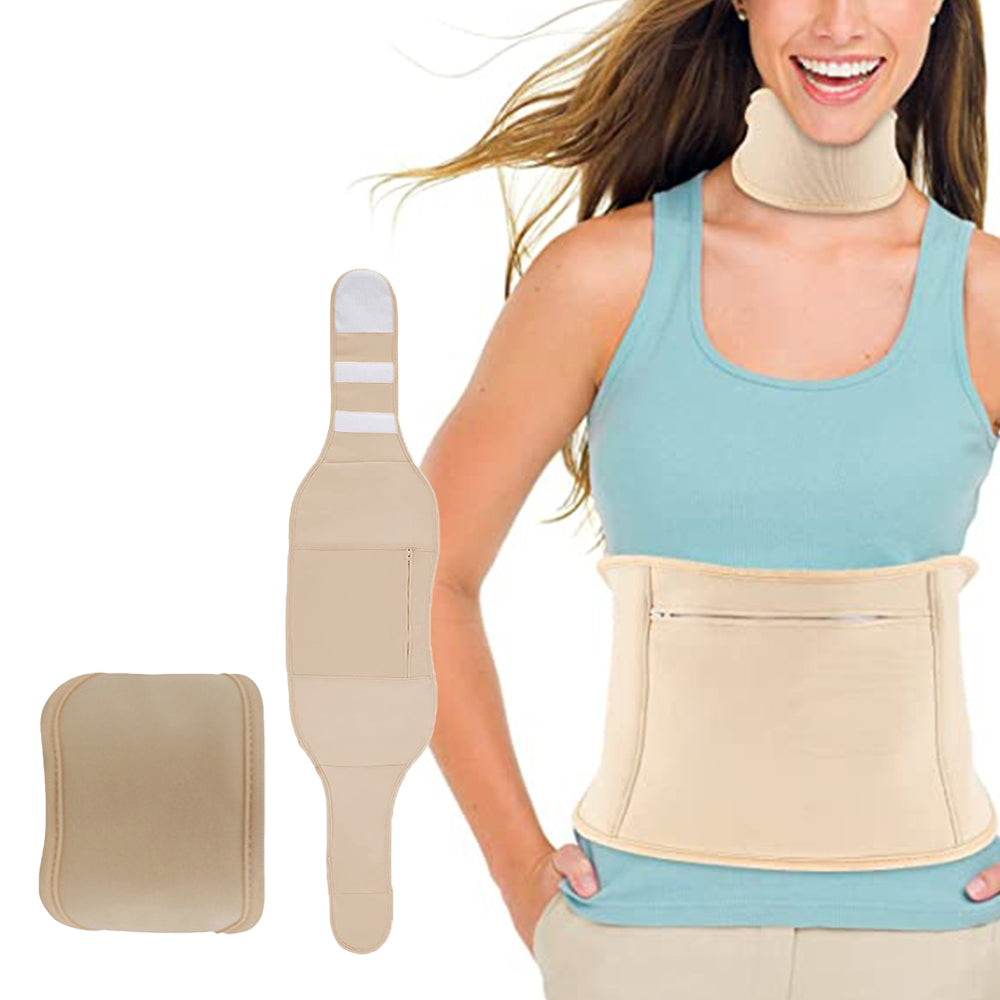 2 Pieces Reusable Compress Castor Oil Wrap Kit for Waist and Neck