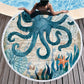 150CM Microfiber Round Beach Towel With Tassels - Undersea World -Octopus