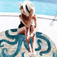 150CM Microfiber Round Beach Towel With Tassels - Undersea World -Octopus