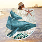 150CM Microfiber Round Beach Towel With Tassels - Undersea World -Dolphin