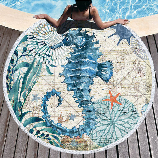 Beach Towel 150CM Microfiber Round Towel With Tassels