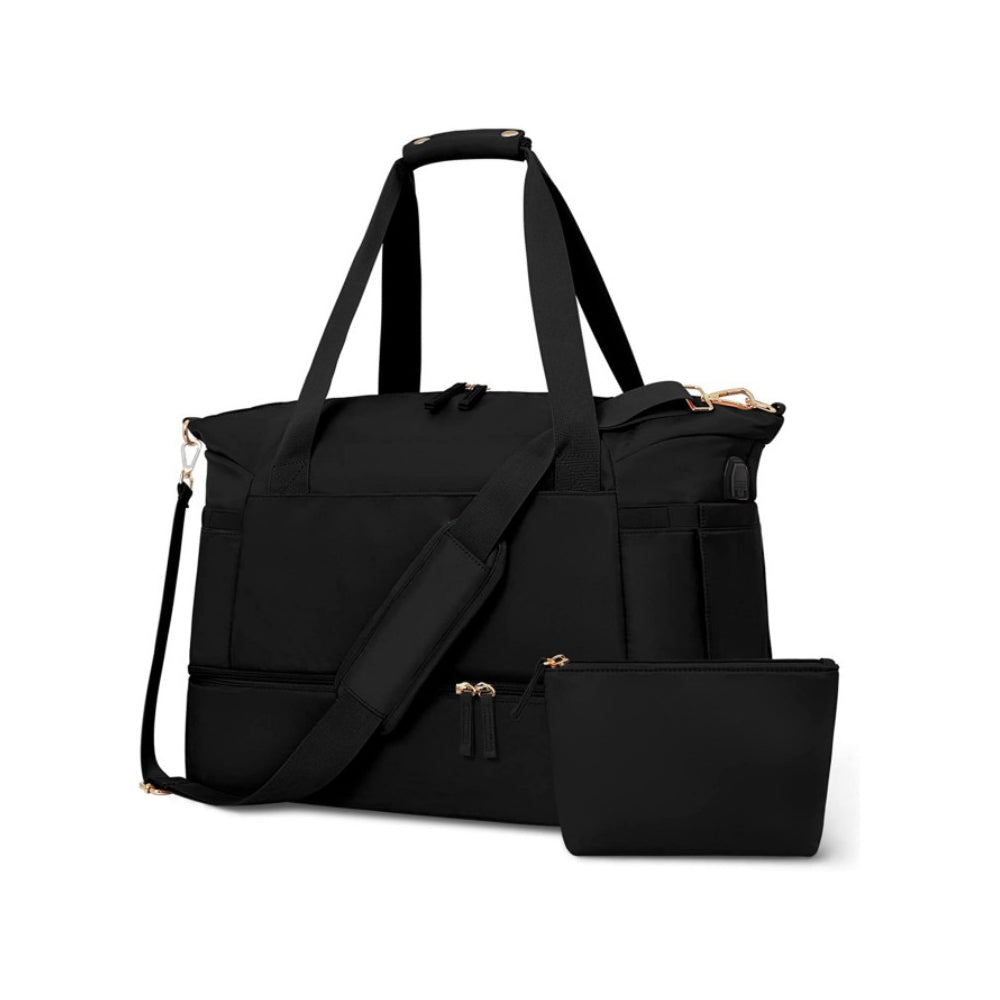 2Pcs Travel Duffel Bag and Toiletry Sports Gym Bag Set with Shoes Compartment