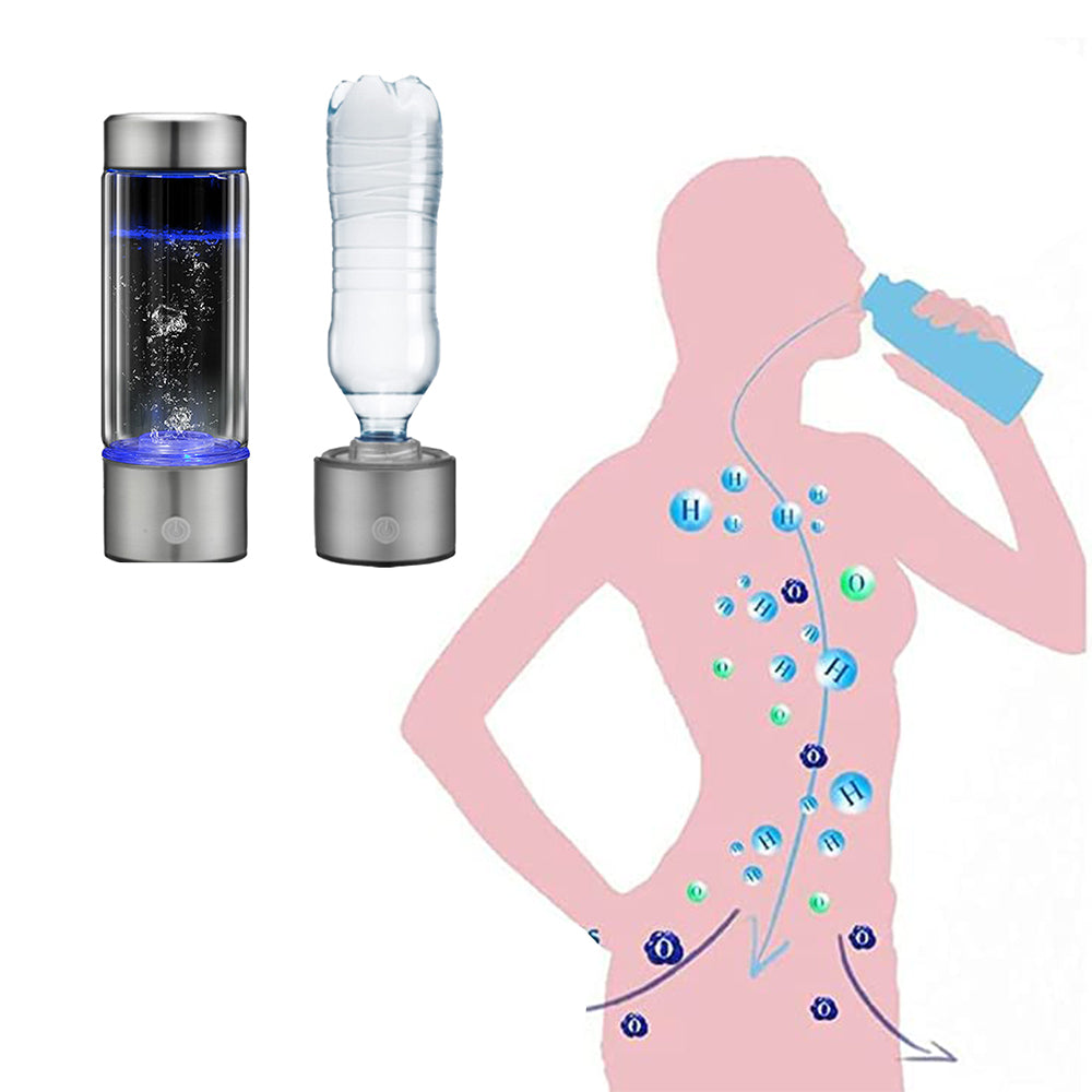 Electronic Water Bottle 2-in-1 450ml USB Rechargeable Hydrogen-rich