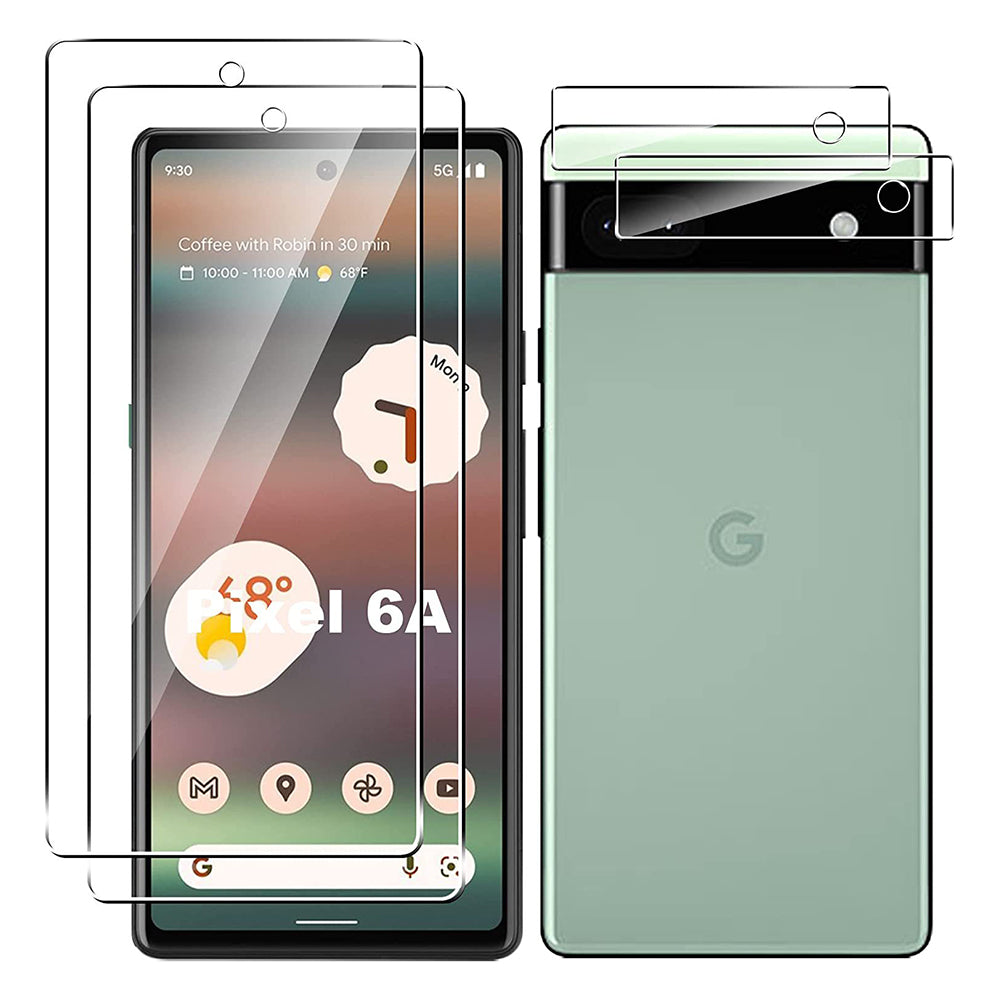 8Pcs Set Tempered Glass Screen Protectors and Camera Lens Protectors Compatible with Google Pixel 6A