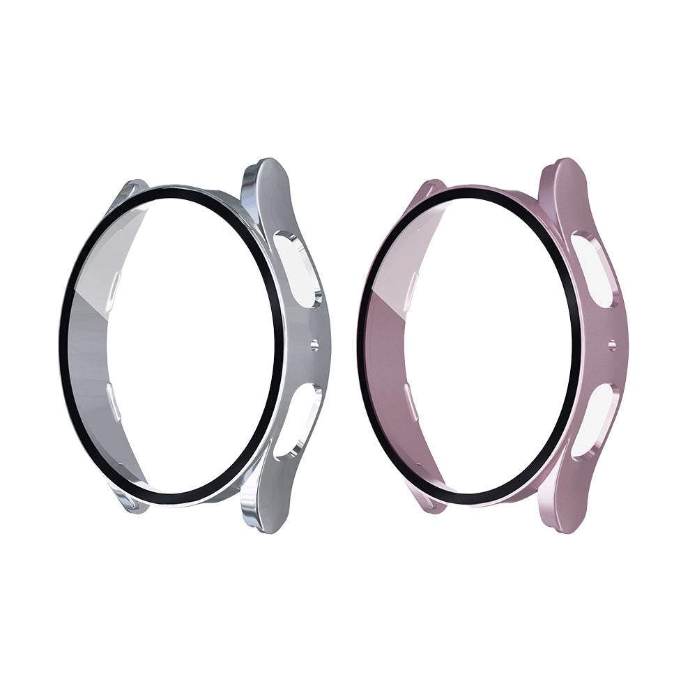 2Pcs For Samsung Galaxy Watch5 Full Screen Protector Case Cover-Silver and Rose Gold