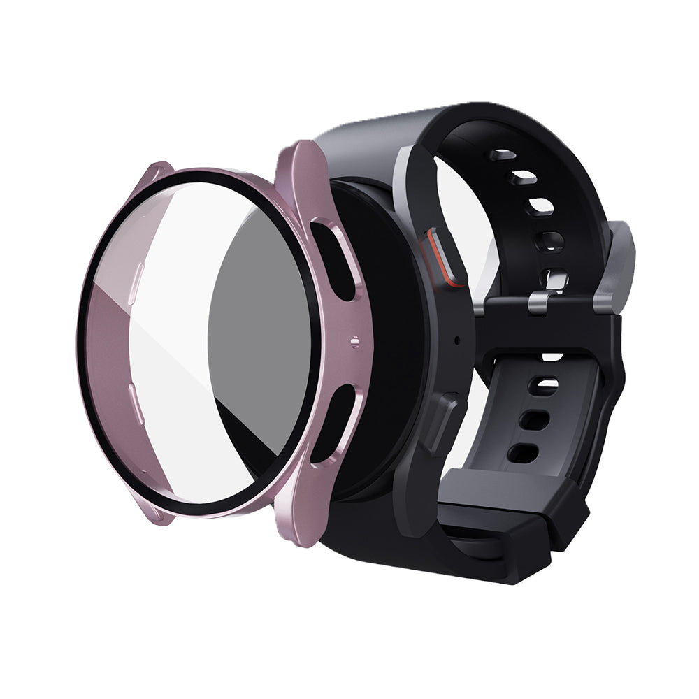 2Pcs For Samsung Galaxy Watch5 Full Screen Protector Case Cover-Silver and Rose Gold