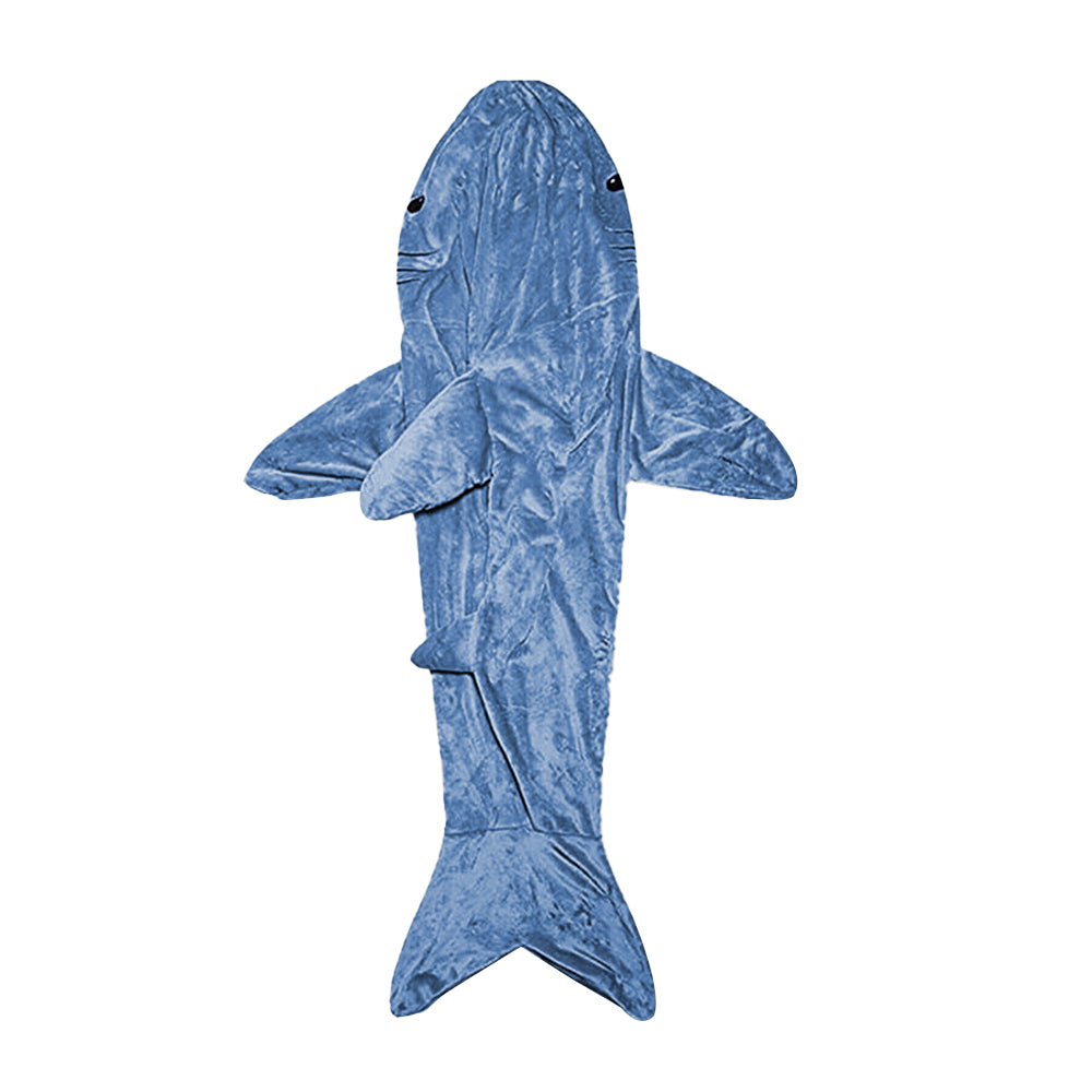 Flannel Cartoon Shark Wearable Hoodie Sleeping Blanket