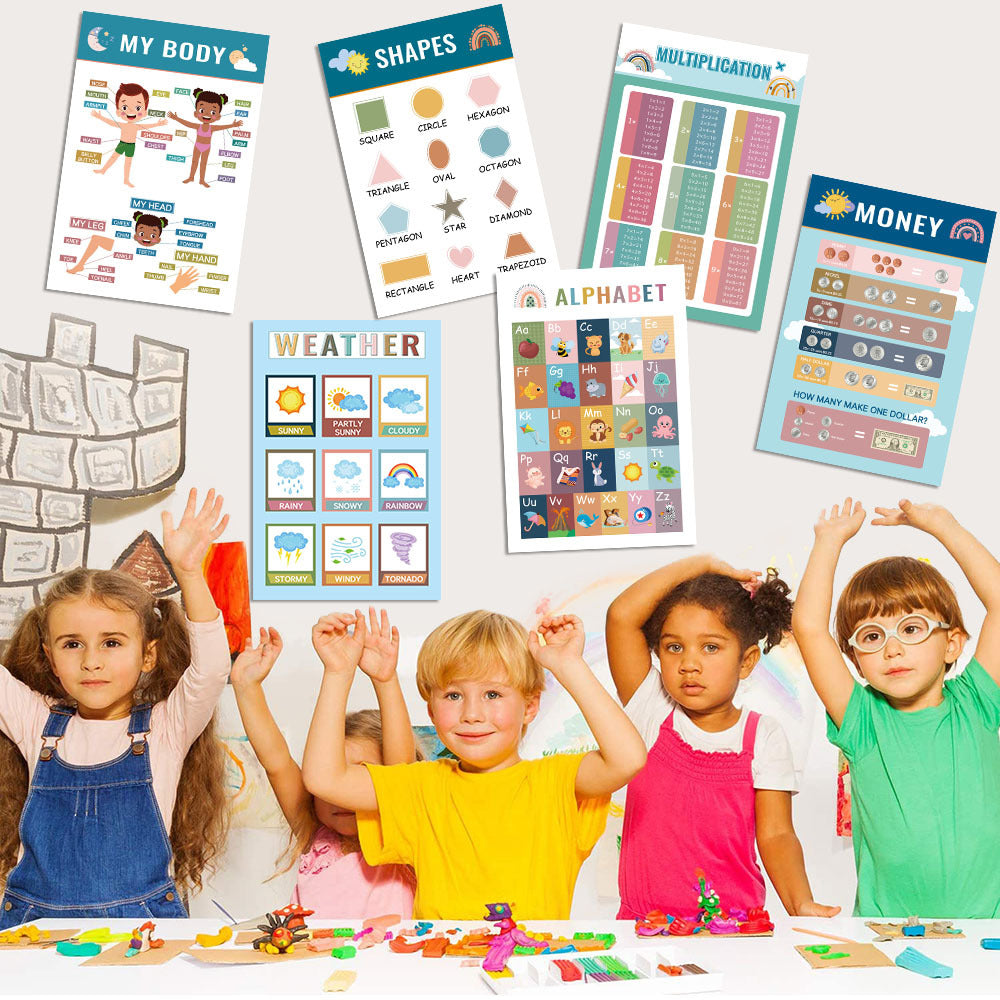 2X 16 Sheets Boho Toddler Learning Posters