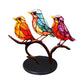 Cute Birds Hummingbird Stained Window Decorations-Three birds in one branch(same direction)