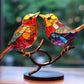 Cute Birds Hummingbird Stained Window Decorations-A branch of 2 birds