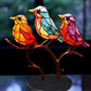 Cute Birds Hummingbird Stained Window Decorations-Three birds in one branch(same direction)