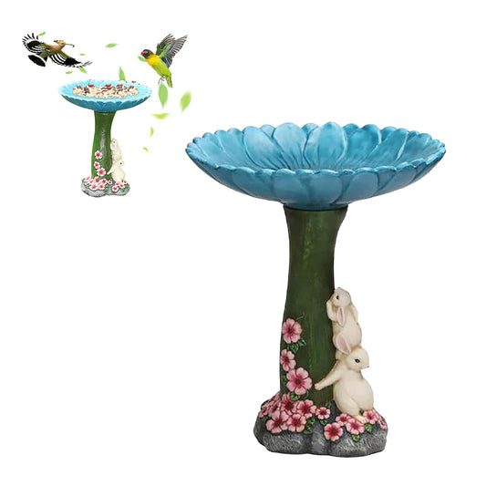 Resin Garden Animal Figurine Bird Feeder-Rabbit