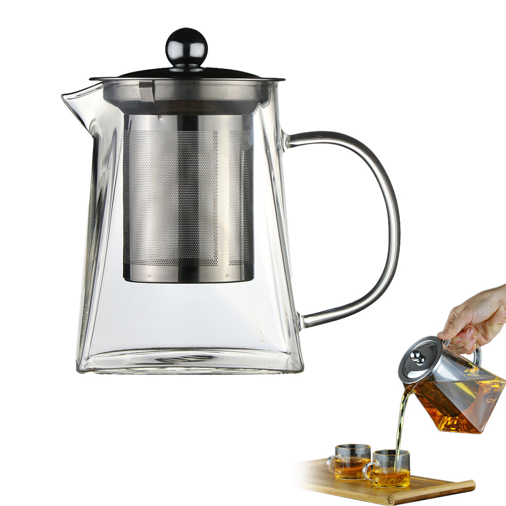 Heat Resistant Glass Teapot with Stainless Steel Liner Infuser Teapot