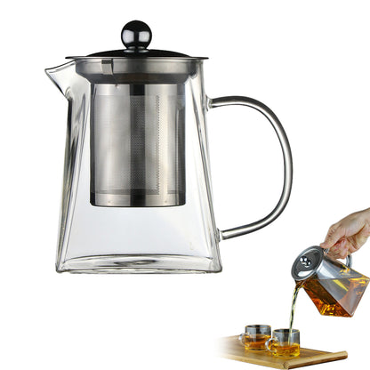 Heat Resistant Glass Teapot with Stainless Steel Liner Infuser Teapot