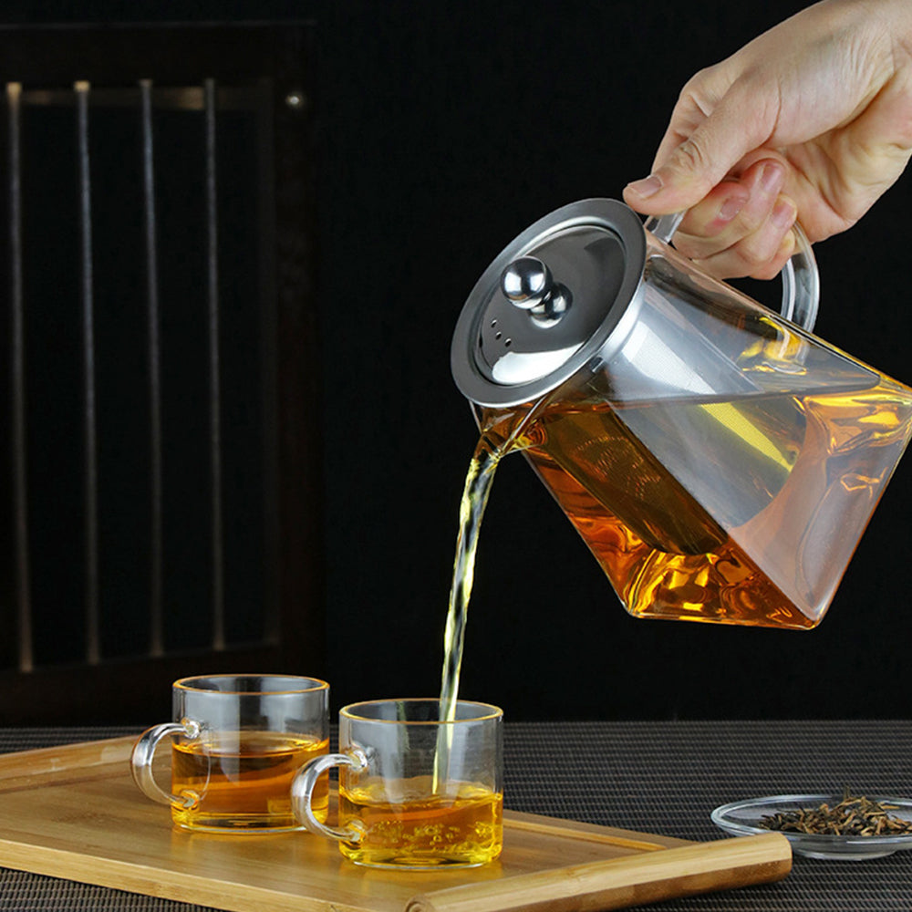 Heat Resistant Glass Teapot with Stainless Steel Liner Infuser Teapot