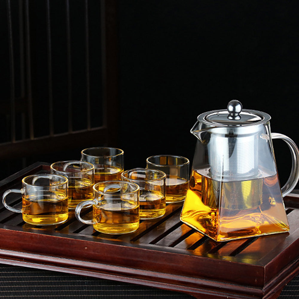 Heat Resistant Glass Teapot with Stainless Steel Liner Infuser Teapot