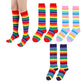 3 Pairs of Colorful Striped Rainbow Knee Socks High Stockings