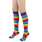 3 Pairs of Colorful Striped Rainbow Knee Socks High Stockings