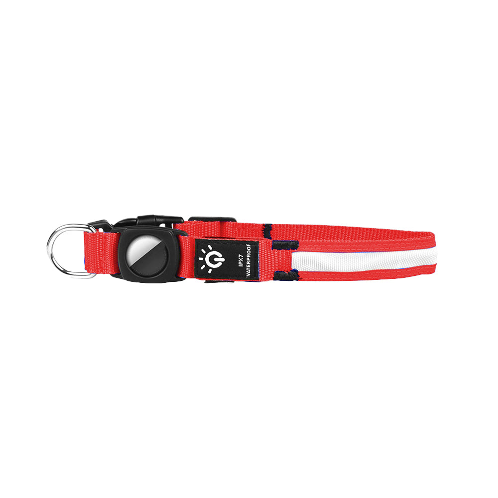 LED Rechargeable Dog Collar Pet Collar with Protective Case for Apple Air Tag