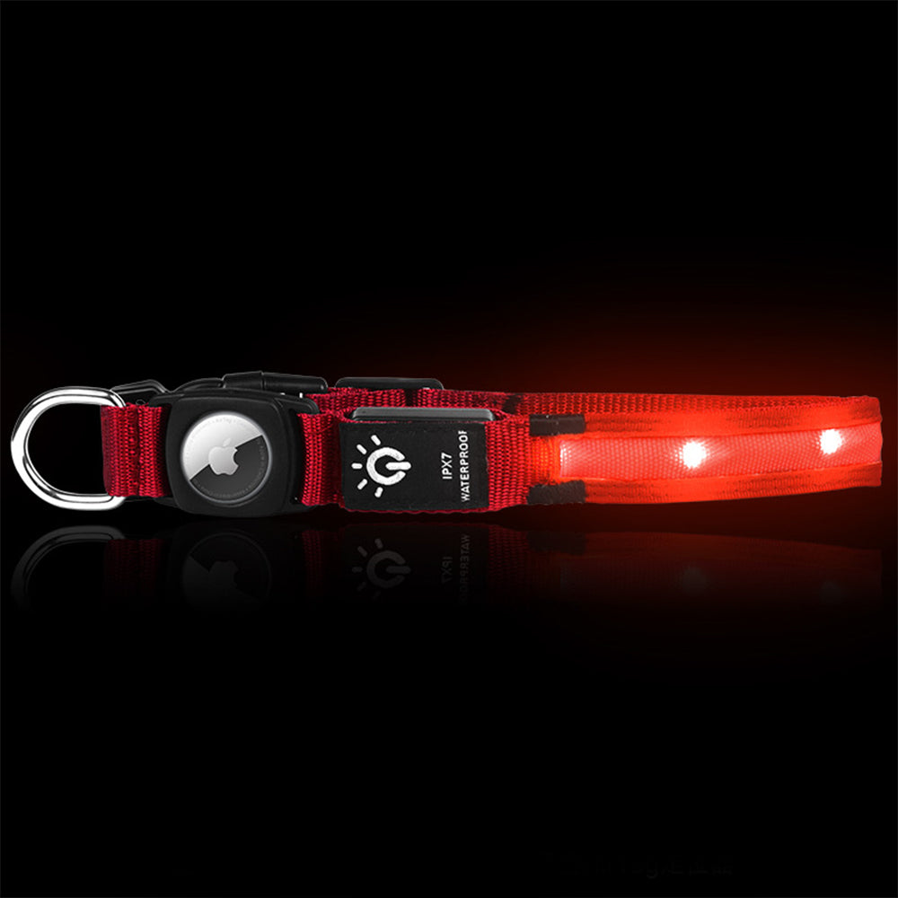 LED Rechargeable Dog Collar Pet Collar with Protective Case for Apple Air Tag