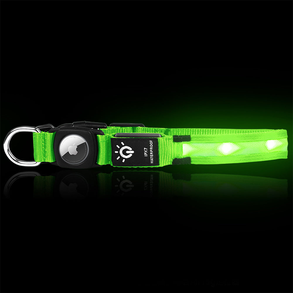 LED Rechargeable Dog Collar Pet Collar with Protective Case for Apple Air Tag