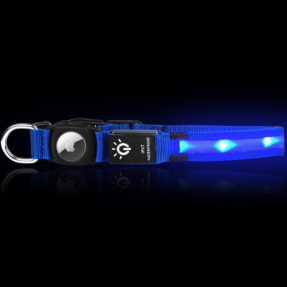 LED Rechargeable Dog Collar Pet Collar with Protective Case for Apple Air Tag