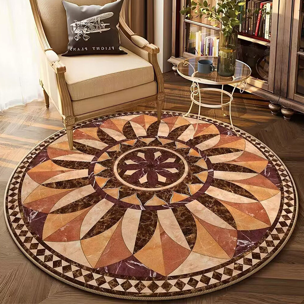 Round Floor Mat Home Room Anti Slip Carpet Rug Home Decoration-Coffee