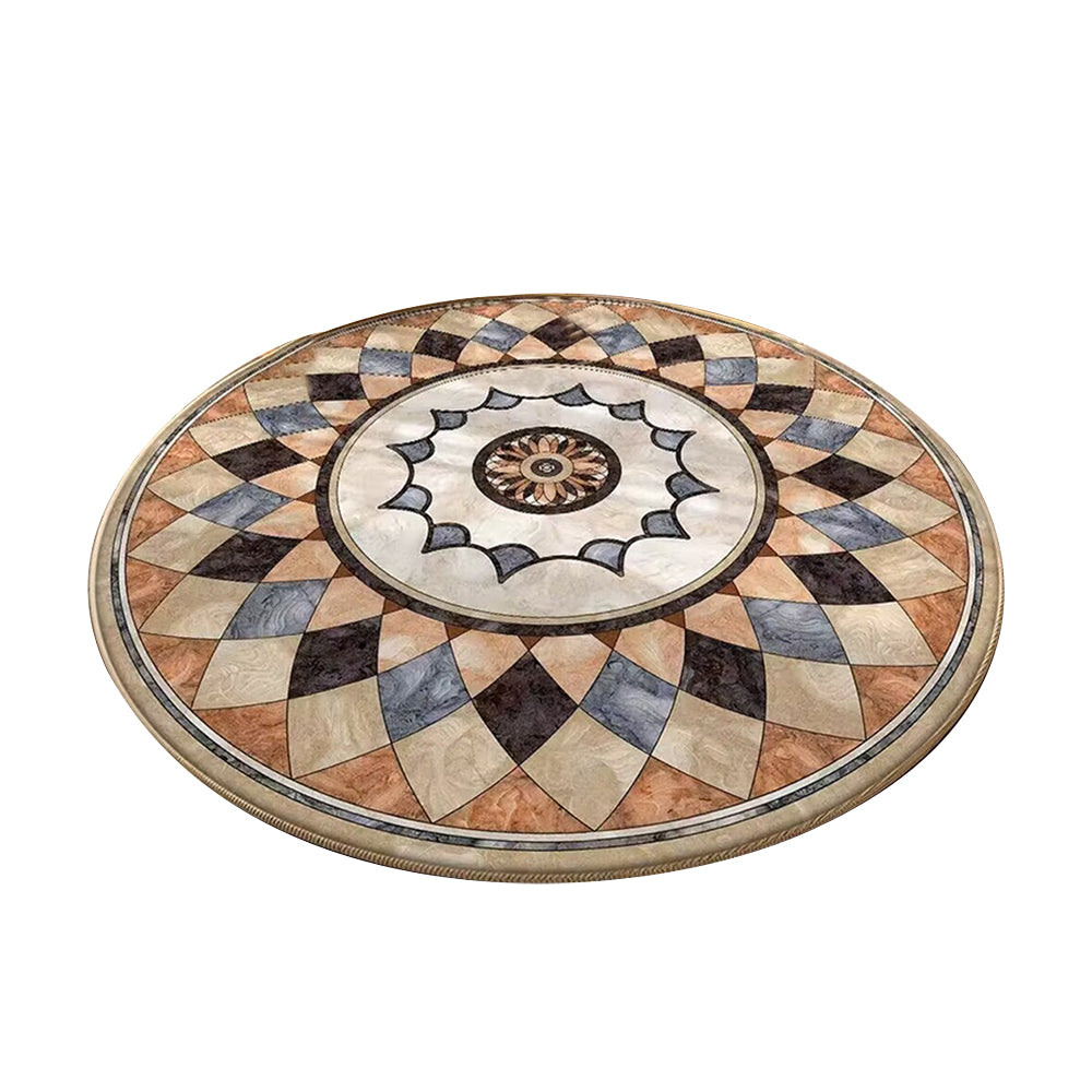 Round Floor Mat Home Room Anti Slip Carpet Rug Home Decoration-Brown and Black