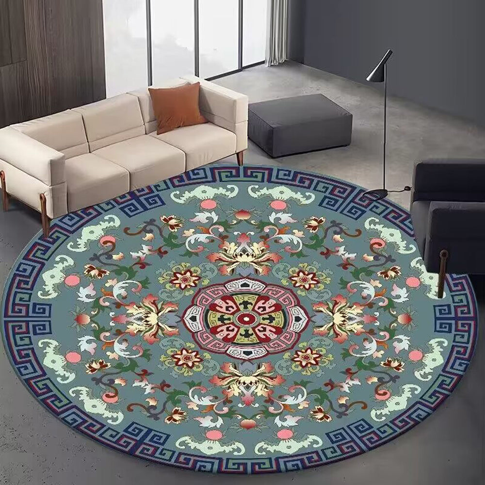 Round Floor Mat Home Room Anti Slip Carpet Rug Home Decoration-Navy
