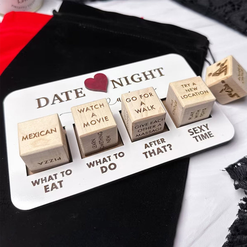 5Pcs Date Night Dice After Dark Edition Wooden Dice Game for Couples