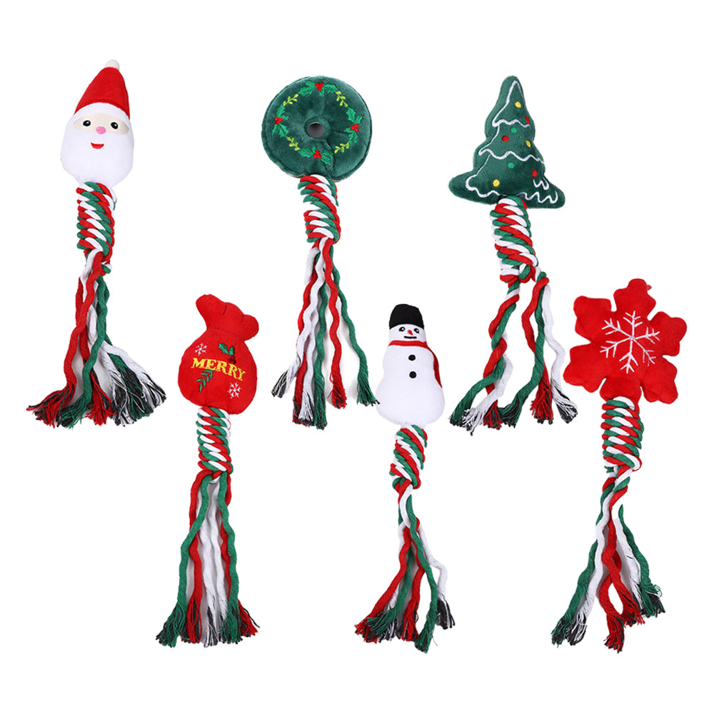 Christmas Pet Dog Chew Toys Braided Rope Pet Toys