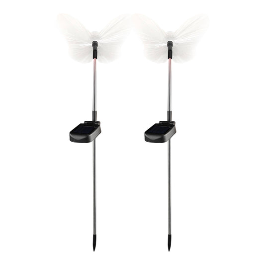 2Pcs Outdoor Butterfly Star Moon Solar Stake Lights for Yard Decoration-Butterfly