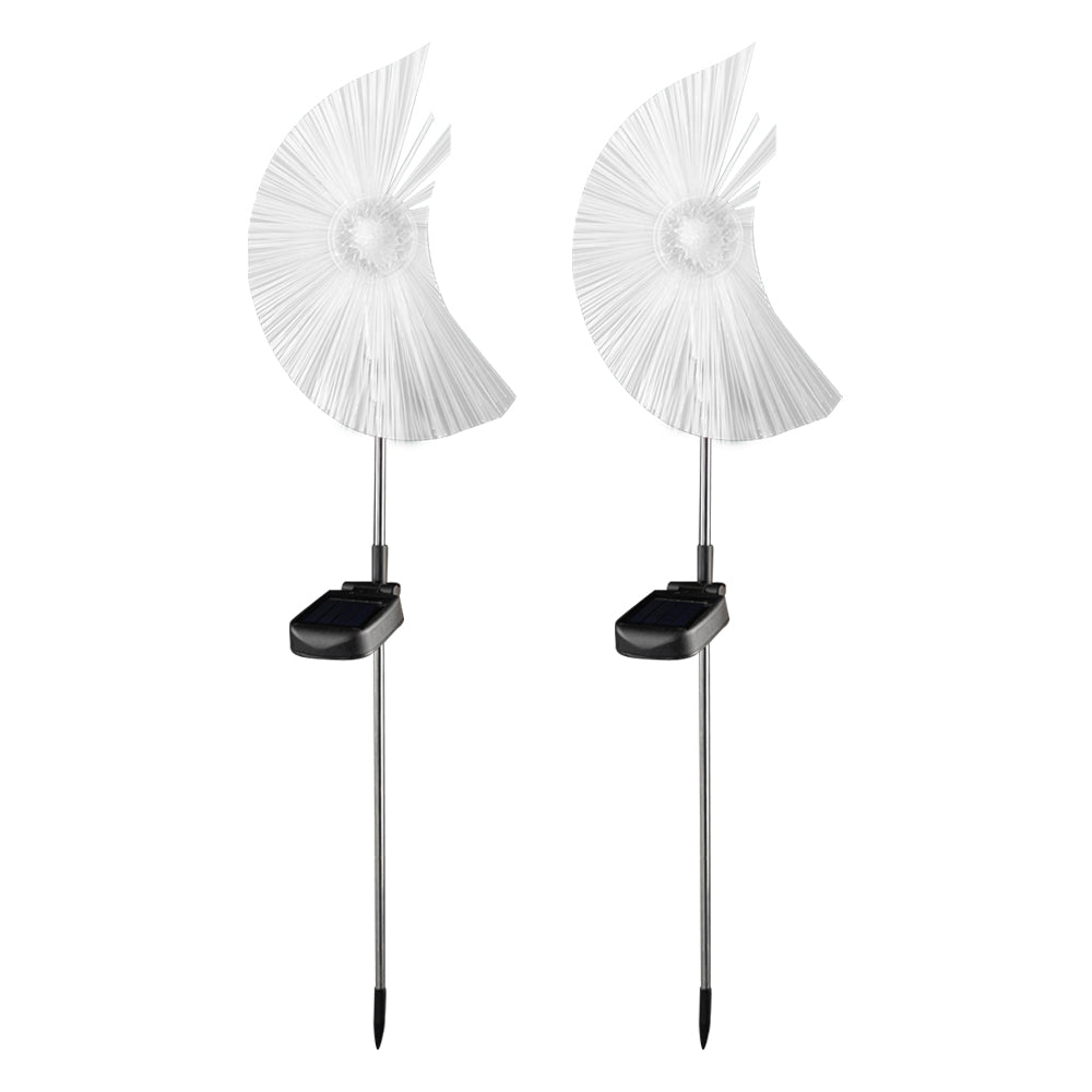 2Pcs Outdoor Butterfly Star Moon Solar Stake Lights for Yard Decoration-Moon