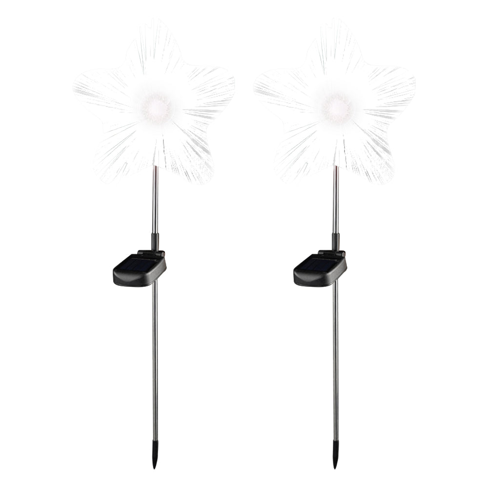 2Pcs Outdoor Butterfly Star Moon Solar Stake Lights for Yard Decoration-Star