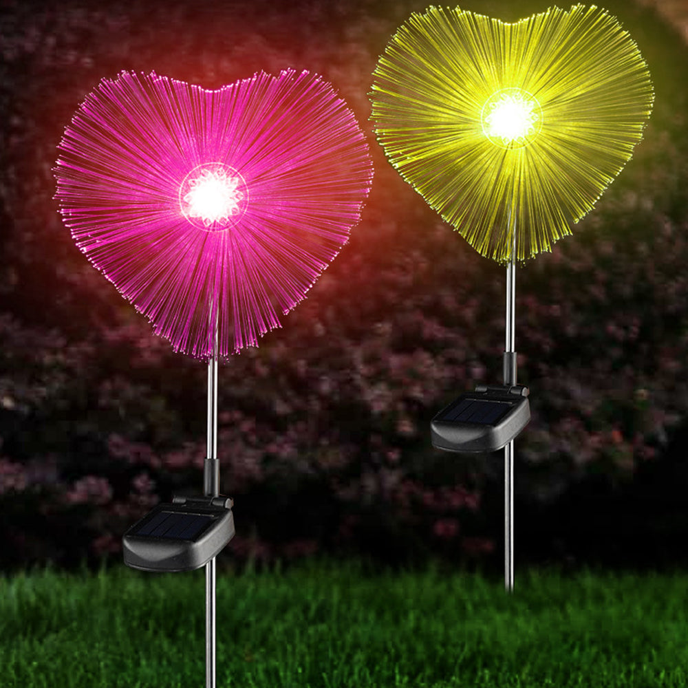 2Pcs Outdoor Butterfly Star Moon Solar Stake Lights for Yard Decoration-Heart