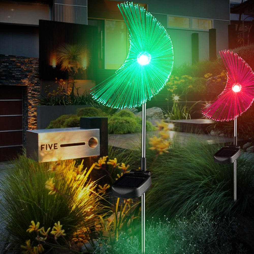 2Pcs Outdoor Butterfly Star Moon Solar Stake Lights for Yard Decoration-Moon