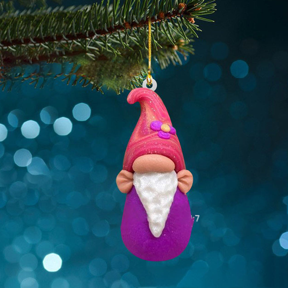 5Pcs Acrylic Gnome Hanging Pendant For Christmas Tree Decorations-Style 1