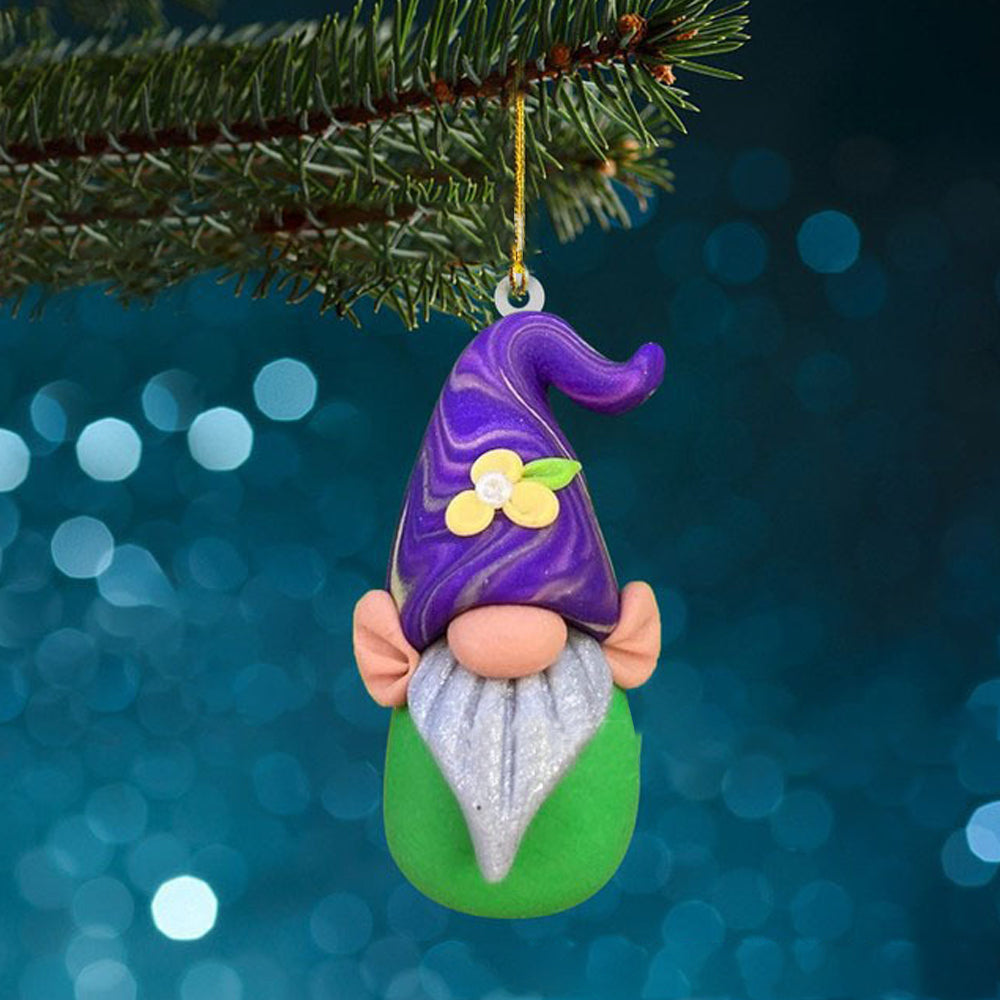 5Pcs Acrylic Gnome Hanging Pendant For Christmas Tree Decorations-Style 1