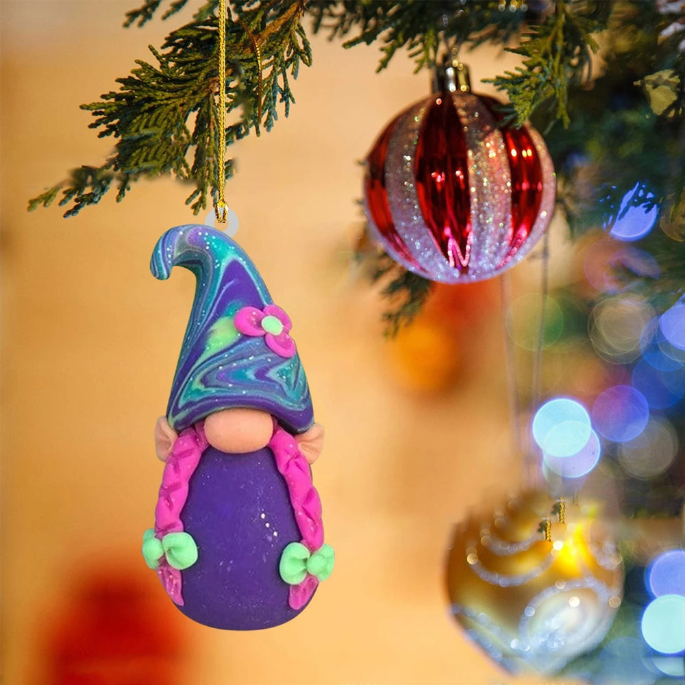 5Pcs Acrylic Gnome Hanging Pendant For Christmas Tree Decorations-Style 1