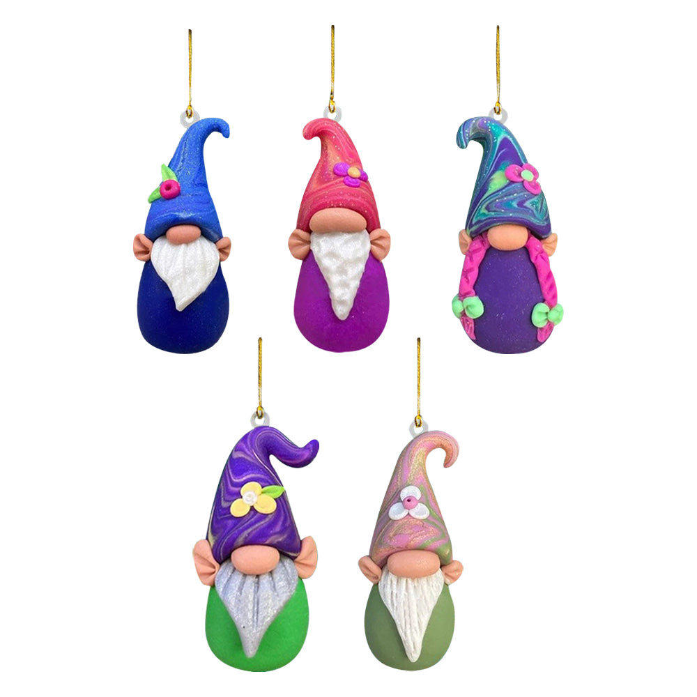 5Pcs Acrylic Gnome Hanging Pendant For Christmas Tree Decorations-Style 1