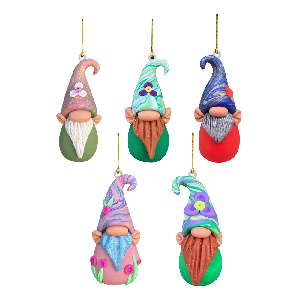 5Pcs Acrylic Gnome Hanging Pendant For Christmas Tree Decorations-Style 2