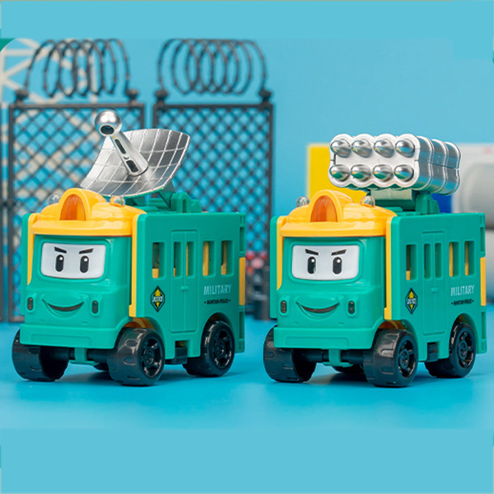4Pcs Flip Transformable 2-in-1 Engineering Vehicle Sliding Toy Cars For Kids